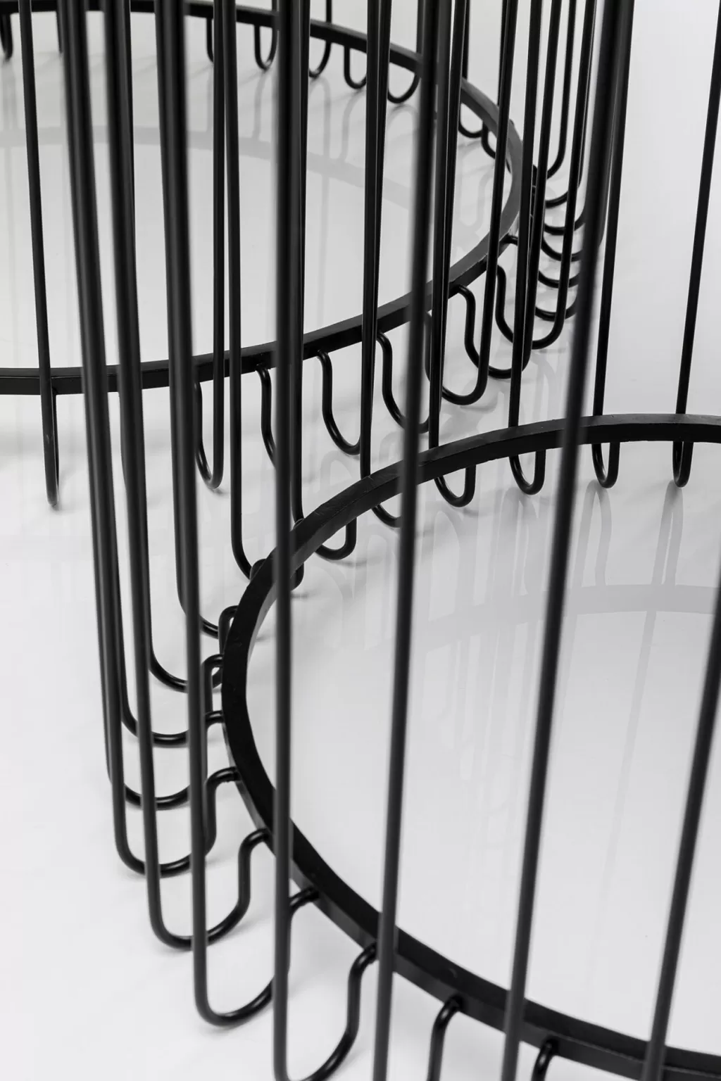 Lot de 2 tables basses design contemporain « Wire Live » - Structure métallique épurée par KARE Design - Noir intense pour intérieurs modernes