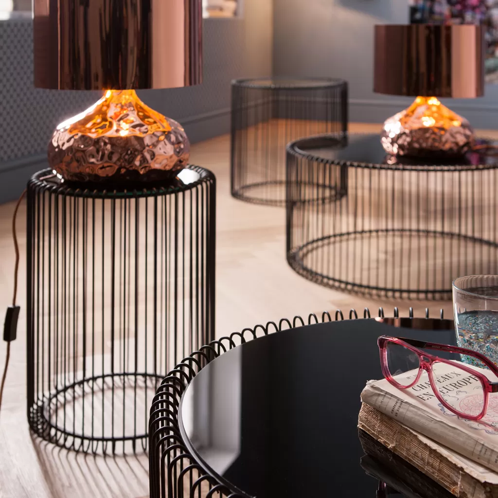 KARE Design : Table d'appoint moderne Wire, Noir - Diamètre 44 cm - Lot de 2, design sobre et intemporel