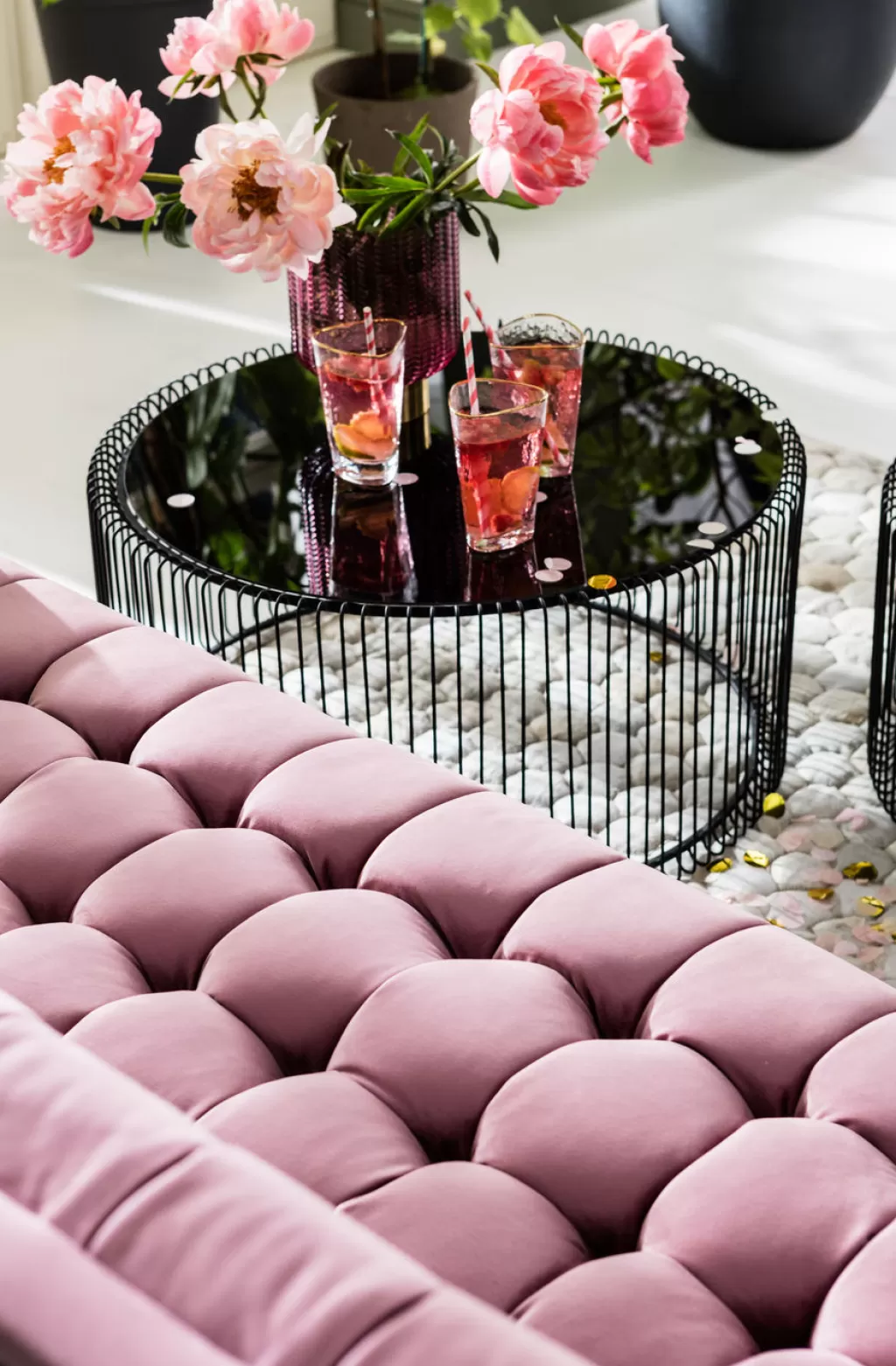 Table Basse Design Fil Métallique Noir par KARE - Lot de 2 Pièces pour Salon Contemporain