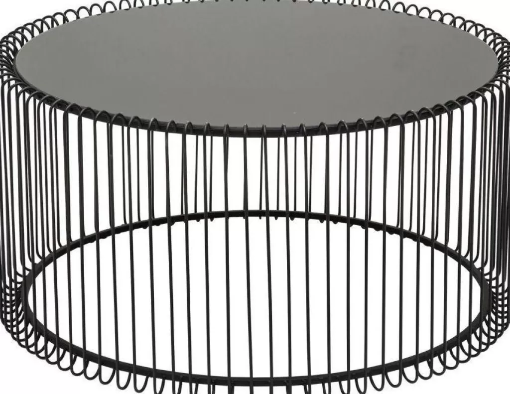 Table Basse Design Fil Métallique Noir par KARE - Lot de 2 Pièces pour Salon Contemporain