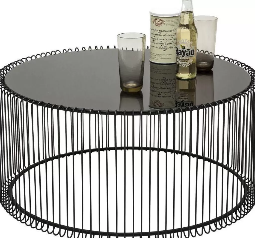 Table Basse Design Fil Métallique Noir par KARE - Lot de 2 Pièces pour Salon Contemporain