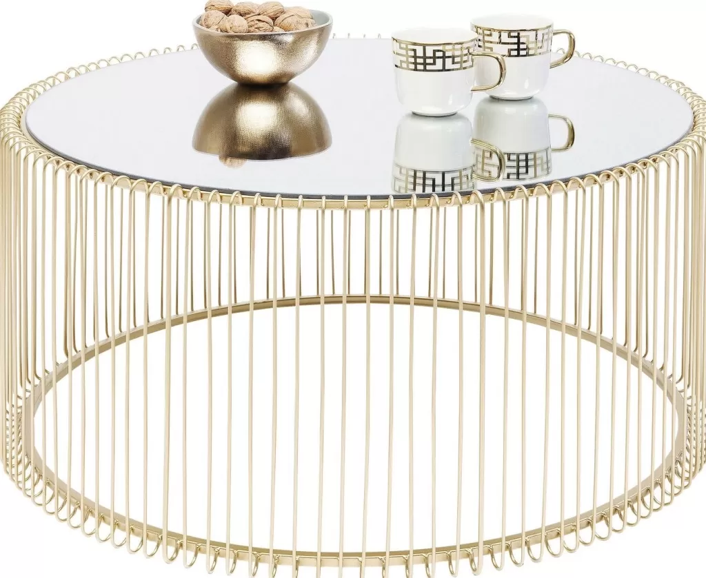 Table basse design Wire Uno - Finition laiton vieilli Ø80cm par KARE, élégance intemporelle pour votre salon