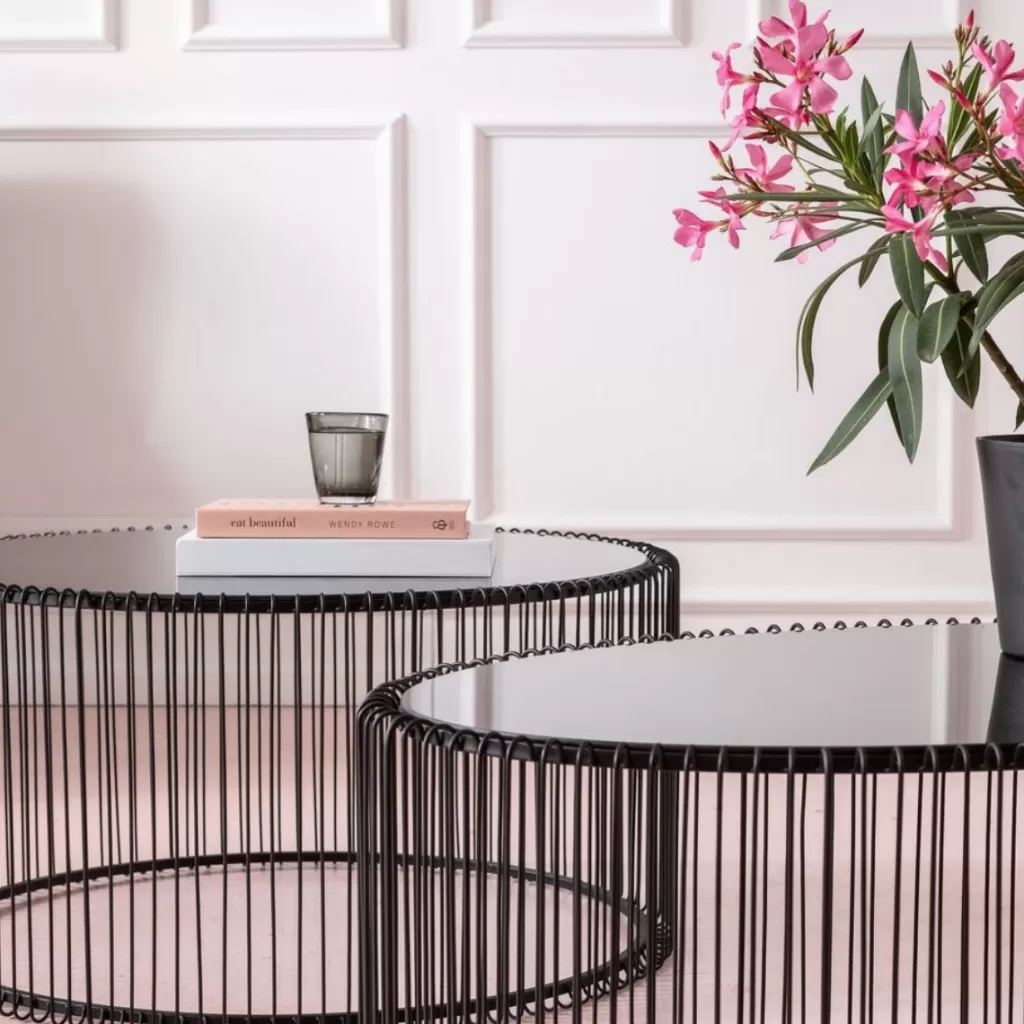 Table basse contemporaine Wire Uno par KARE Design - Plateau rectangulaire noir 90x60 cm