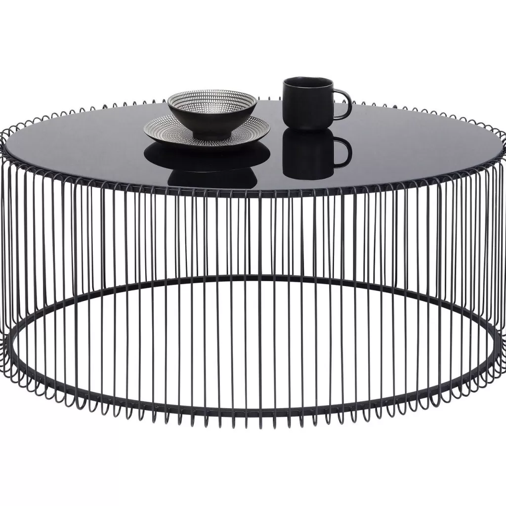 Table basse contemporaine Wire Uno par KARE Design - Plateau rectangulaire noir 90x60 cm