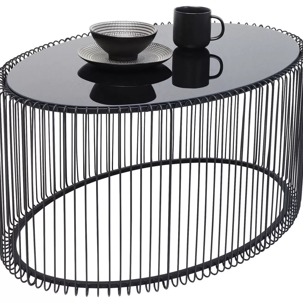 Table basse contemporaine Wire Uno par KARE Design - Plateau rectangulaire noir 90x60 cm
