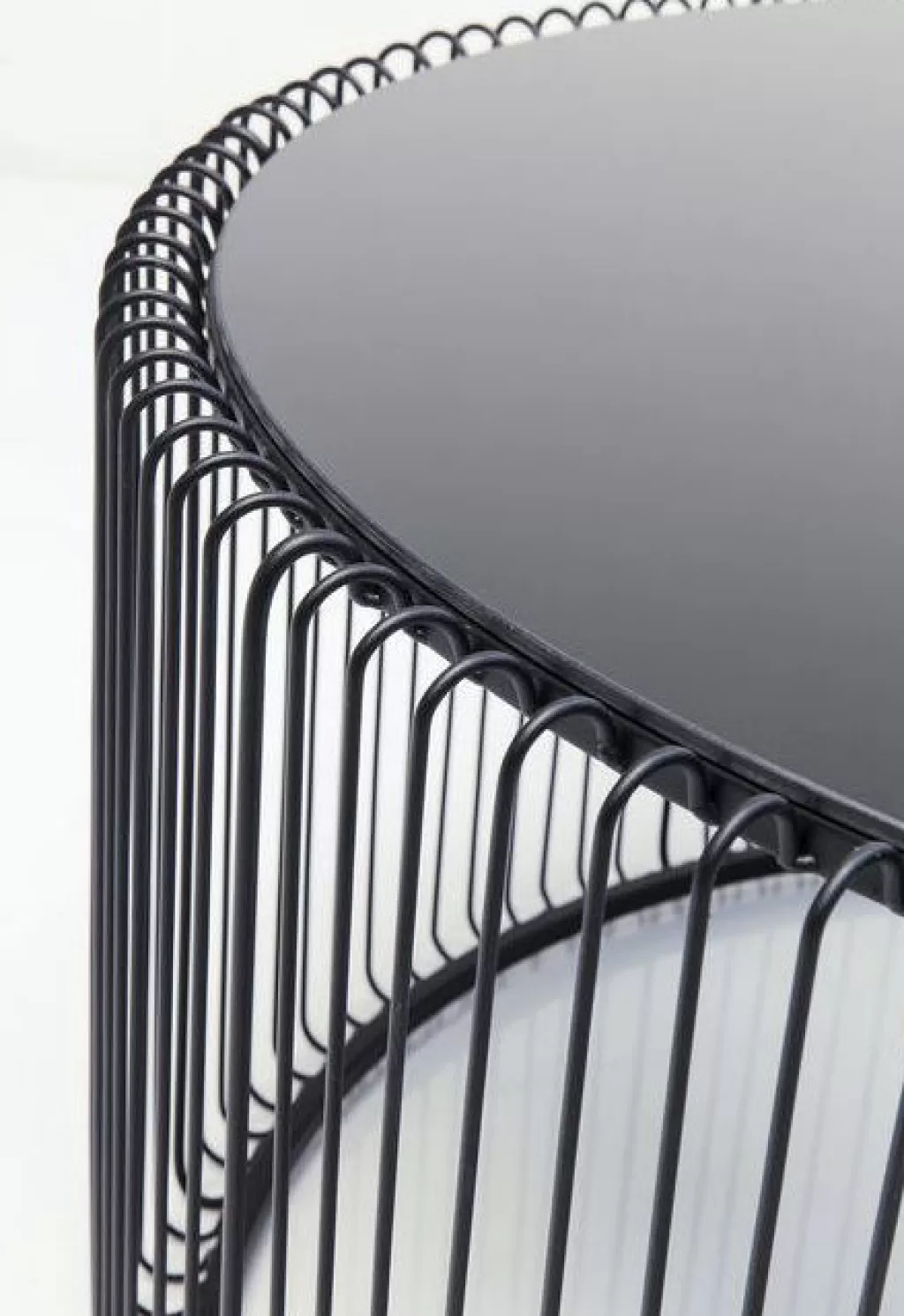 Table basse design moderne KARE Wire Uno en fil métallique - Finition noir élégante - Diamètre 80 cm parfait pour salon