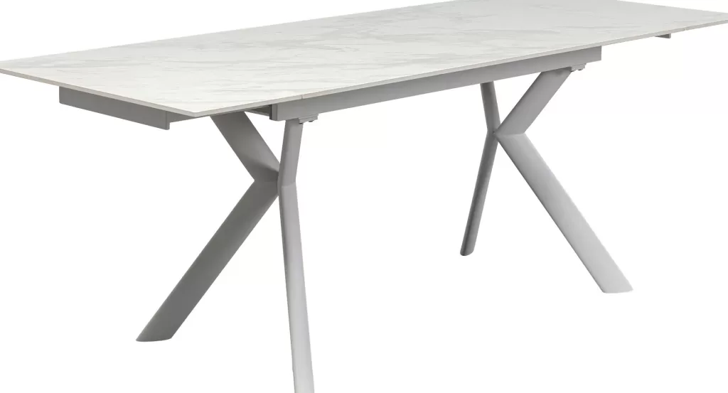 KARE Design – Table Extensible Xenia en Blanc Cristal, Modulable de 140 à 200 cm de Longueur × 80 cm