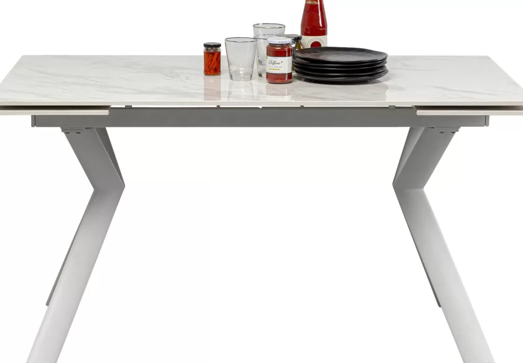 KARE Design – Table Extensible Xenia en Blanc Cristal, Modulable de 140 à 200 cm de Longueur × 80 cm