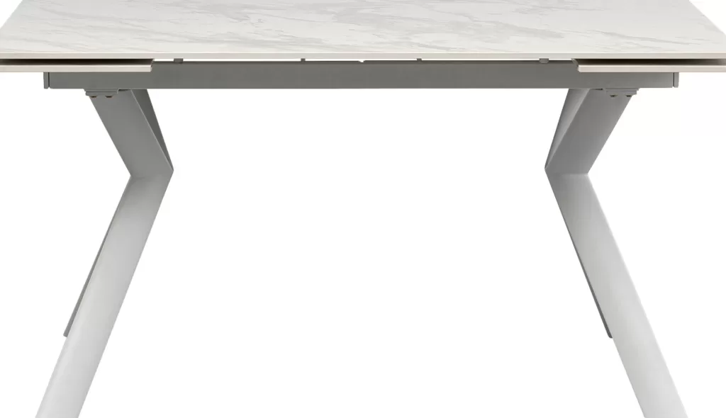 KARE Design – Table Extensible Xenia en Blanc Cristal, Modulable de 140 à 200 cm de Longueur × 80 cm