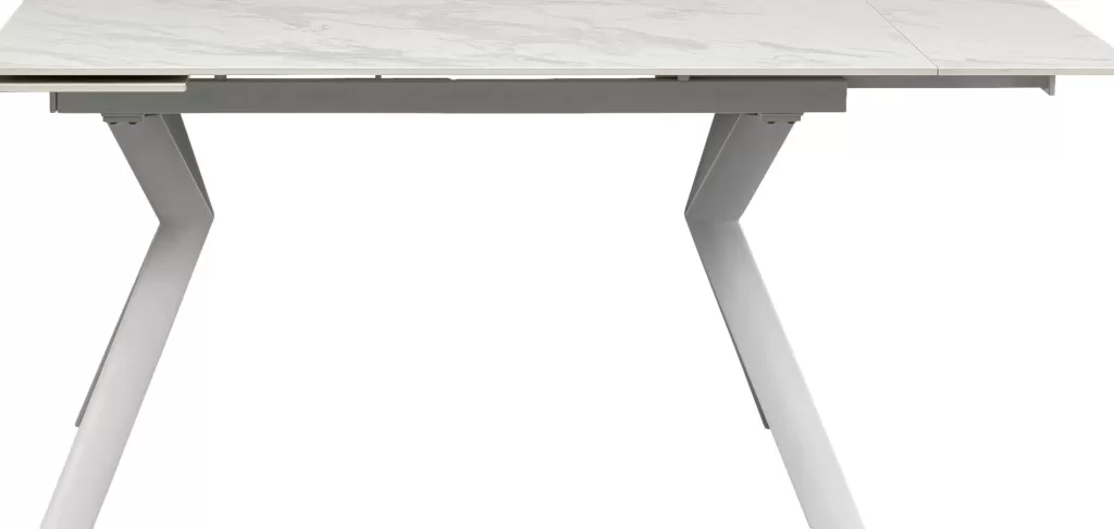 KARE Design – Table Extensible Xenia en Blanc Cristal, Modulable de 140 à 200 cm de Longueur × 80 cm