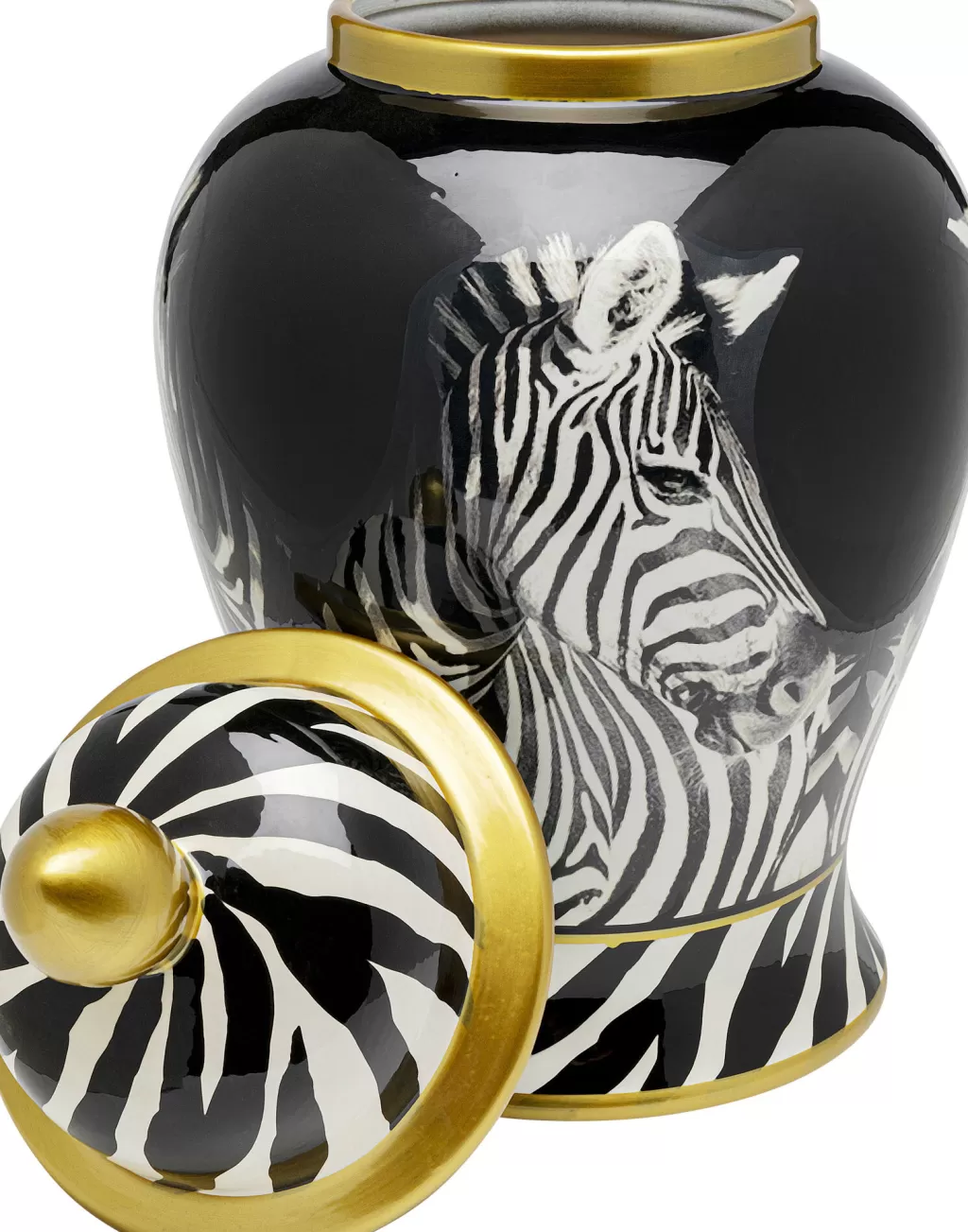 Pot de Stockage Moderne avec Motif Visage Zébré - Design Graphique et Fonctionnel - 38 cm par KARE
