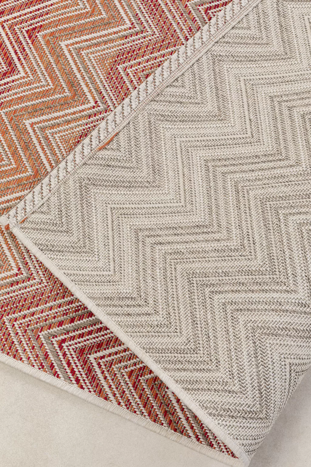 KARE Design - Tapis Extérieur Zigzag Rouge Moderne, Motif Géométrique Résistant aux Intempéries 160 x 230 cm