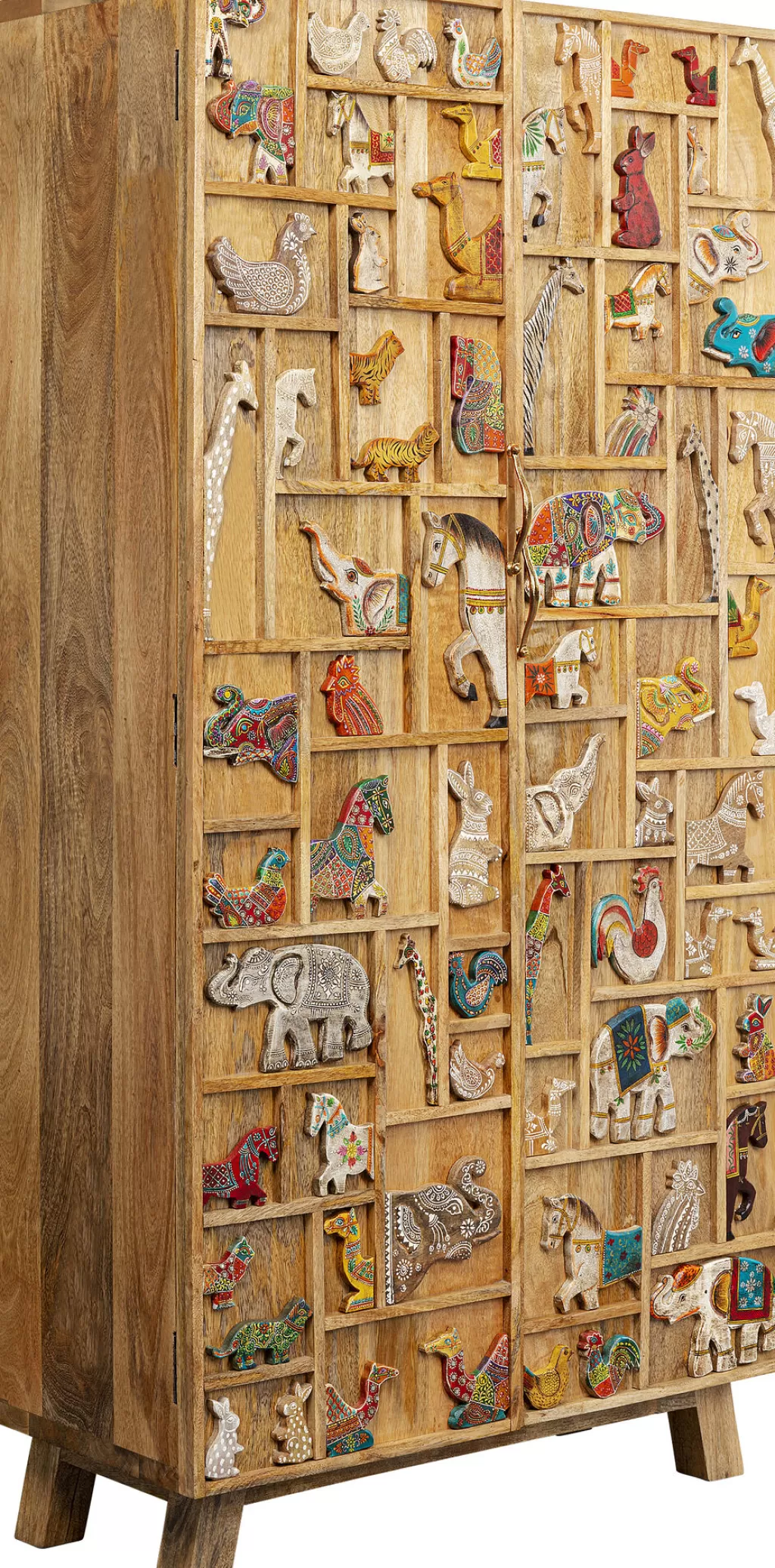 Senkit - Armoire Élégante sur le Thème Animalier, Collection Zoo par KARE Design en Manguier Massif - Dimensions 163 x 81 cm pour Salon
